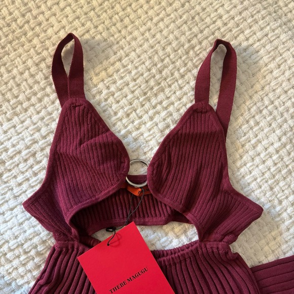 Thebe Magugu Wine Red Rib-Knit Cut-Out Midi Dress - XS - NWT - Picture 4 of 8